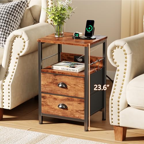 Nightstand with Charging Station for Dorm