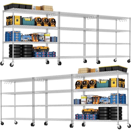 4 Tier NSF Steel 55.5" Wx24 Dx76 H Wire Shelving 2400lbs (6 Count)