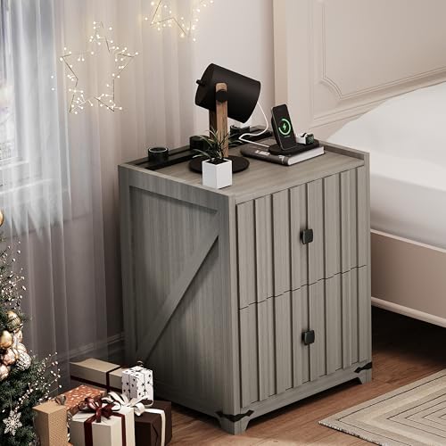 Night Stand with Slidable Charging Station