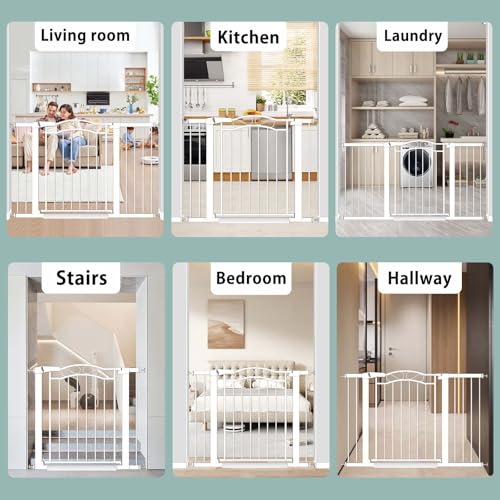 54.3" 57" Extra Wide Baby Gate Indoor for Kids Or Pets Walk Thru No Drill Long Dog Gates for The House Doorway Child Safety Gate