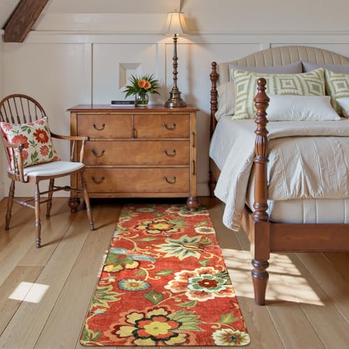 Floral Red Christmas Runner Rug 2x5 (10 Sq Ft)