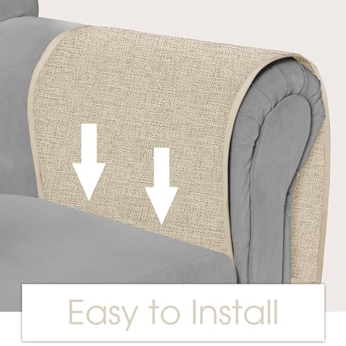 Beige Remote Control Holder Recliner Armchair Caddy Couch Caddy Sofa Armrest Organizer Linen Fabric Tan Taupe Sofa Arm Chair Caddie with 6 Pocket Storage for Magazine