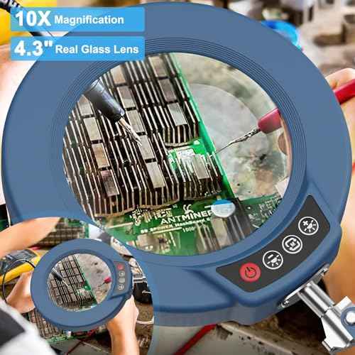 10X Magnifying Glass with Light and Clamp
