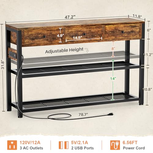 Entryway Table with Outlets