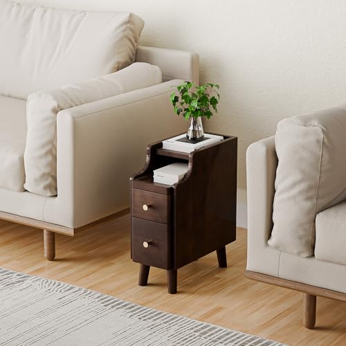 Narrow Nightstand with Drawers Set 2 (2 Count)