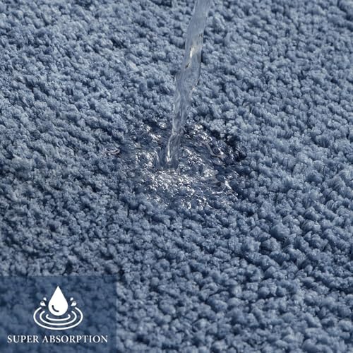 Dusty Blue Bathroom Rugs Soft Microfiber Bath Mat 20x30 Inch - Bel Marant