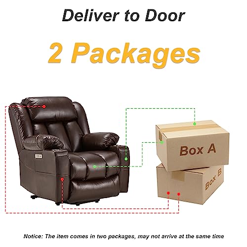 Large Power Lift Recliner Leather Chair Sofa with Massage & Heat