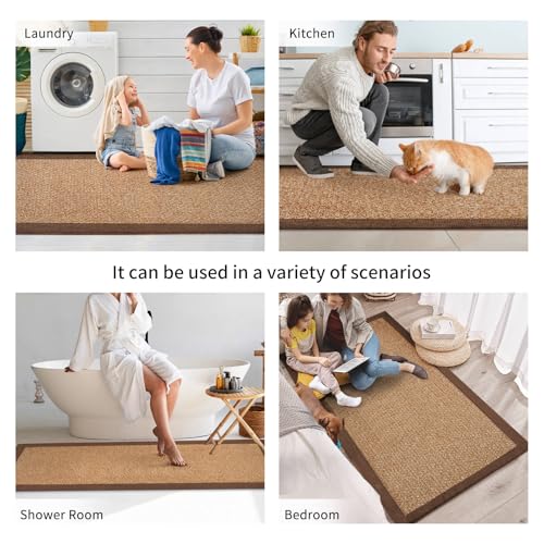 Kitchen Rugs Kitchen Mats for Floor Non Slip Washable Brown 17" x47