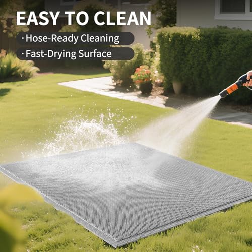 Front Door Mat Outside Entrance Drainage Doormat Grey 31"x47" (144 Sq Ft)