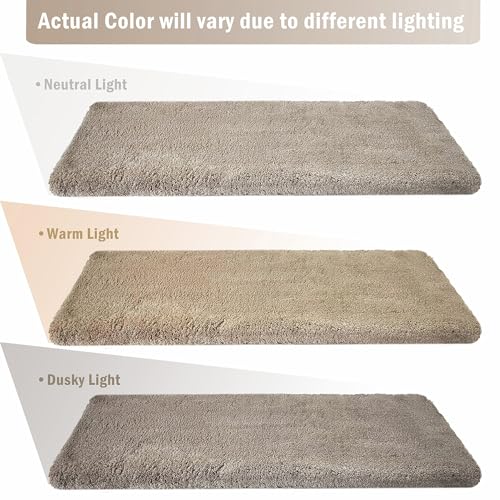 Bullnose Carpet Stair Treads Ultra Plush Cream Gray 7 Pcs (16.6 Sq Ft)
