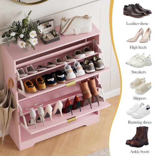 Shoe Cabinet Storage for Entryway with 2 Flip Drawer