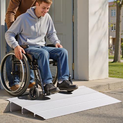 Door Threshold Ramp 3‘’ Rise Aluminum Alloy Threshold Ramp Rated 800 lbs Load Capacity