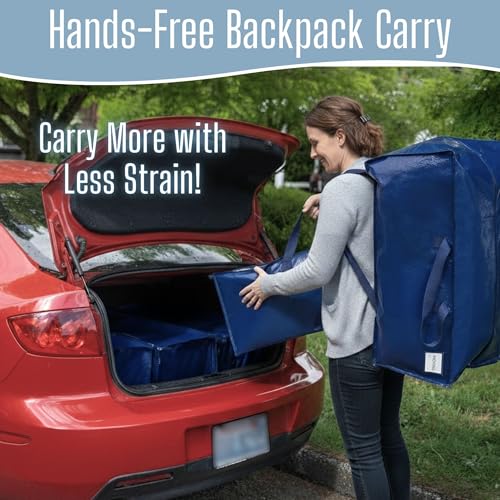 6 Pack Heavy Duty Moving Bags with Backpack Straps (6 Count)
