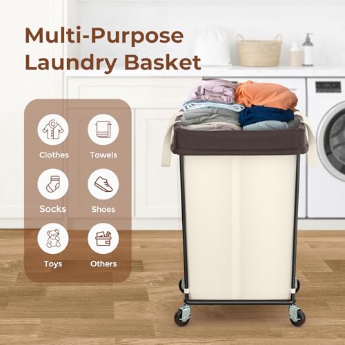 160L Rolling Laundry Basket with Wheels (182.9421 Fl Oz)