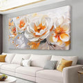 Large Wall Art For Living Room Prints Modern Canvas Art Wall Decor 39" X 78" Painting Orange White Flower Wall Art For Bedroom Home Office Dining Room Home Decoration