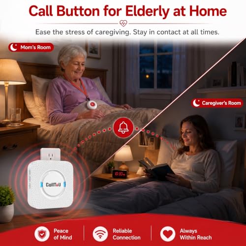 Wireless Caregiver Pager Hand Call Bell for Elderly Alert Buttons (5 Count)