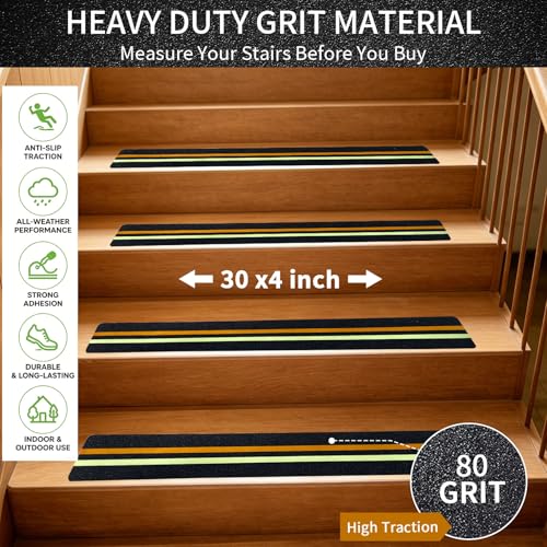 15 Pack Glow in the Dark & Reflective Non Slip Grip Strips