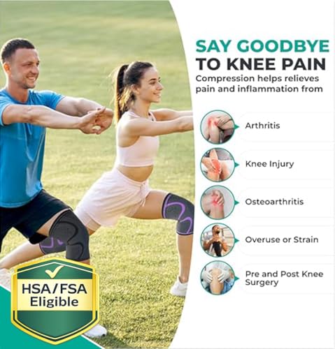 Compression Knee Brace for Women & Men (2 Count)