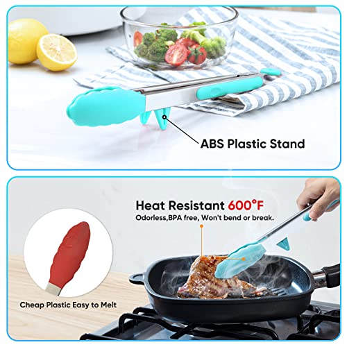 5 Pack Kitchen Tongs for Cooking with Silicone Tip (5 Count)