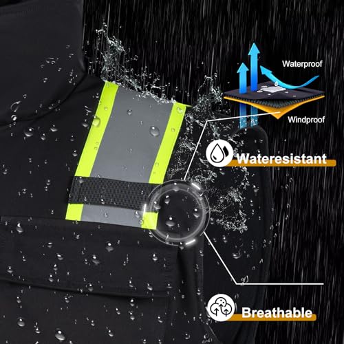 Safety Vest High Visibility Reflective Fleece Winter Vest for Men with Pockets Water