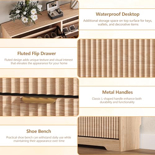 Shoe Cabinet Storage for Entryway with 6 Flip Drawers
