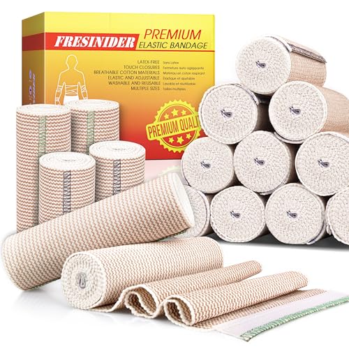 Premium Elastic Bandage Wrap 4" 12 Pack & 6" 4 Pack (16 Count)
