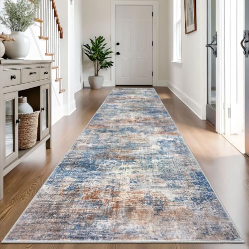 Abstract Runner Rug 3x14 Ft Long Washable Runners for Hallways (42 Sq Ft)