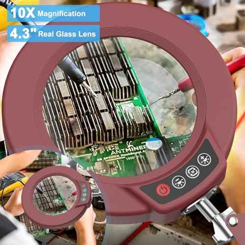 10X Magnifying Glass with Light and Clamp