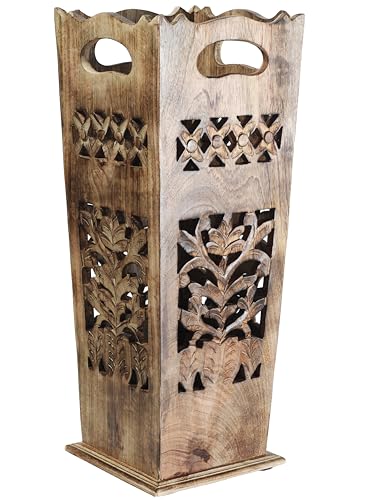 Antique Wooden Umbrella Stand & Walking Cane Holder for Home