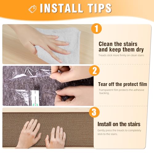 Linen Stair Treads Non Slip 10pcs Comfortable Stair Runner for Wooden Steps Peel and Stick Stairs Carpet Treads Indoor Staircase Covers Mat with Self