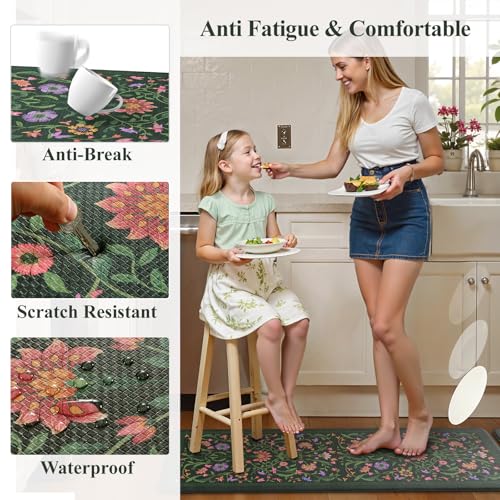 Green Anti Fatigue Kitchen Mats