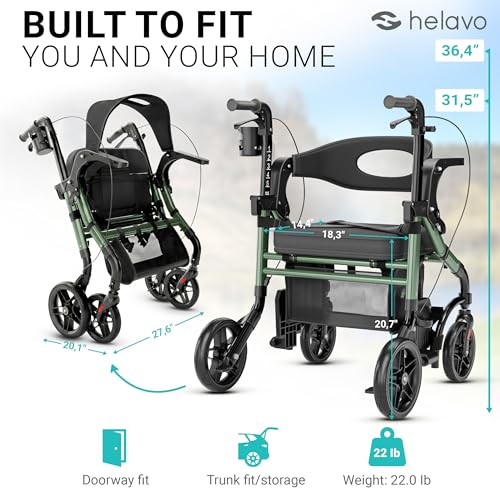 Wide 2 in 1 Walker Wheelchair Combo