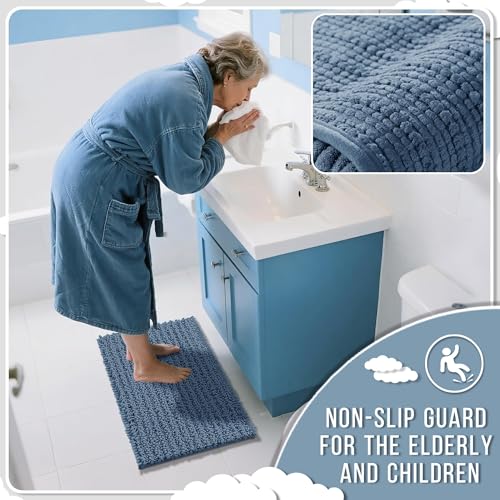 Long Bathroom Rugs Non Slip Washable 44x24 Inch