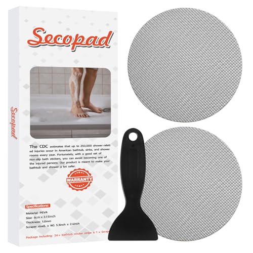 12PCS Round Non Slip Bathtub Stickers with Scraper