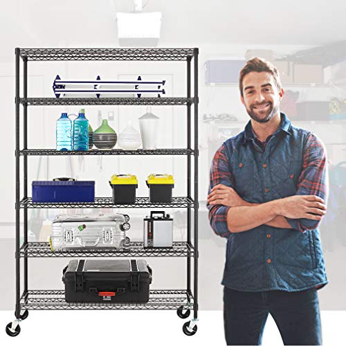 6 Tier Wire Shelf with Wheels