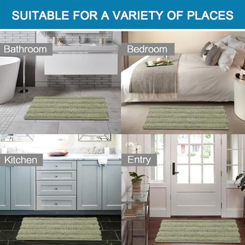 Bathroom Rug Sets 2 Piece Bath Mats Non Slip Thick Soft Chenille Striped Bath Rug achine Washable Shower Floor Rugs for Tub