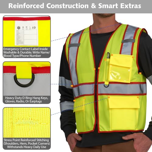 Red Reflective Safety Vest Custom Logo