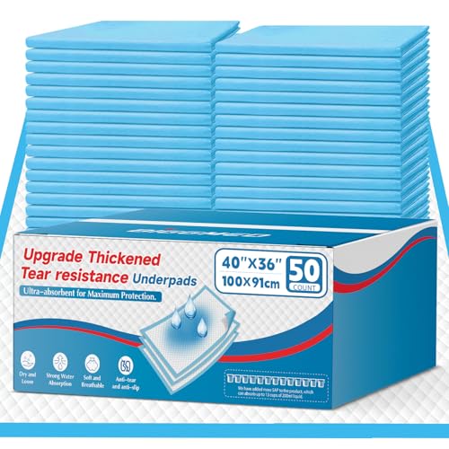 Tear Resistant Incontinence Bed Pads 40'' x 36'' (50 Count)