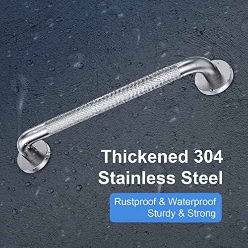 18 Inch Brushed Nickel Knurled Grab Bar for Shower (2 Count)