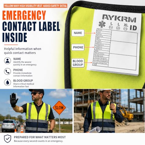Personalized Small Yellow & Navy Reflective Safety Vest