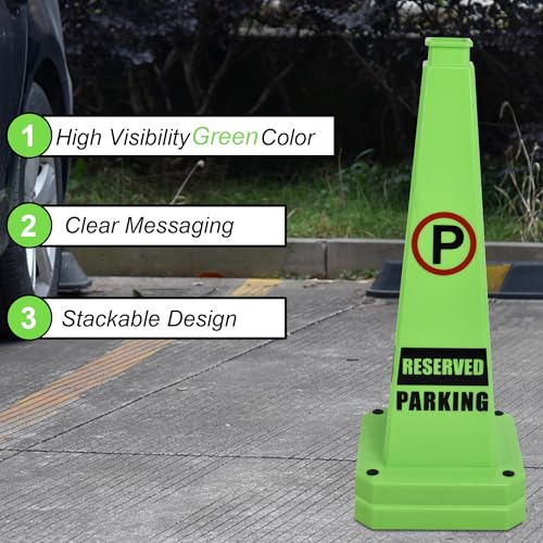6 Pack 36" Reserved Parking Cones with Heavy Rubber Base