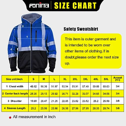 Men's High Visibility Safety ANSI Class 3 Lined Fleece Hoodie Sweatshirt with Black Bottom Jumper Workwear for Men