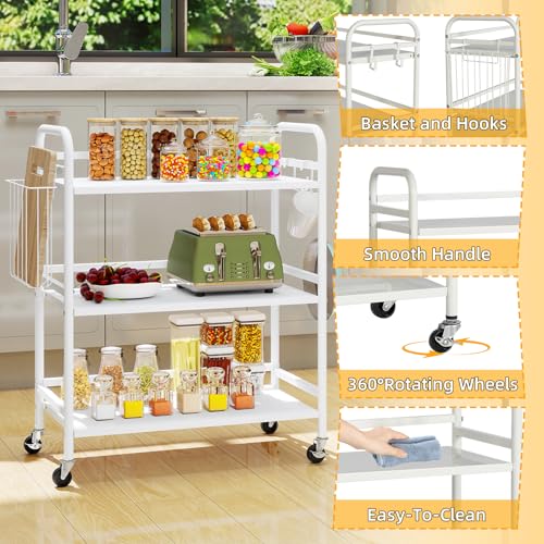 3 Tier Metal Rolling Utility Cart