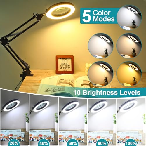 12X Magnifying Glass with Light and Stand