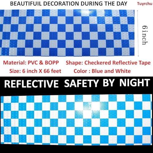 Reflective Tape Blue and White 6 inch X 66 feet