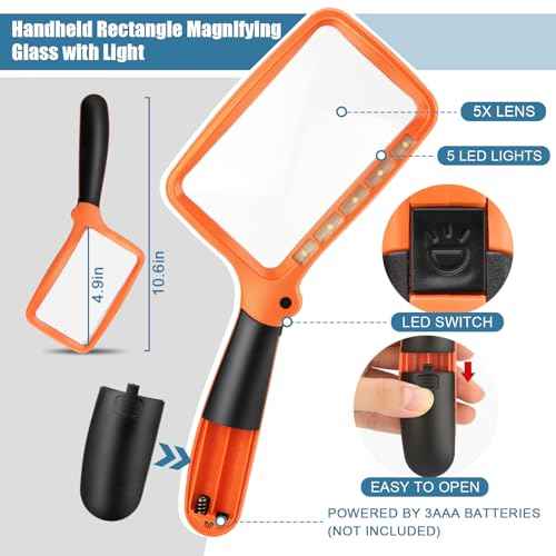 Folding Handheld Magnifying Glass with Light