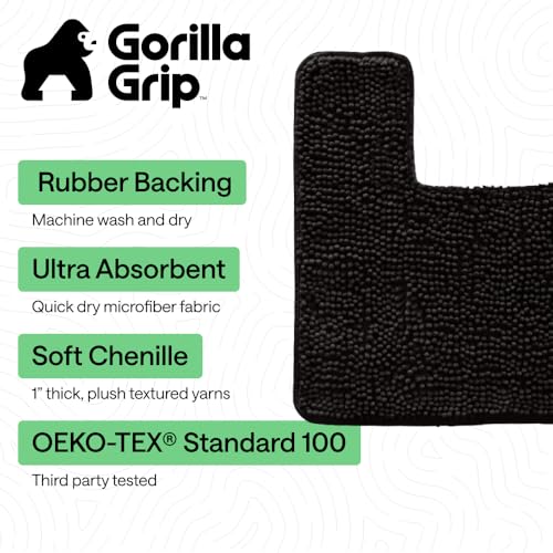 Chenille Bath Rug Mat for Square Toilet Base