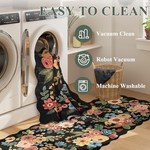 3x4 Rug Non Slip Floral Washable Area Rug for Entryway (12 Sq Ft)