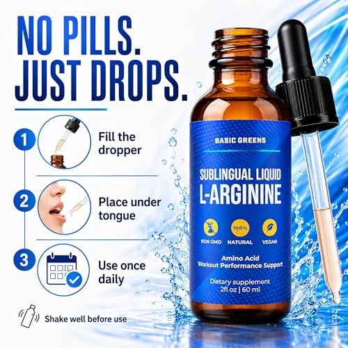 L Arginine Liquid Drops Vegan Nitric Oxide Supplement Performance 2 Fl Oz