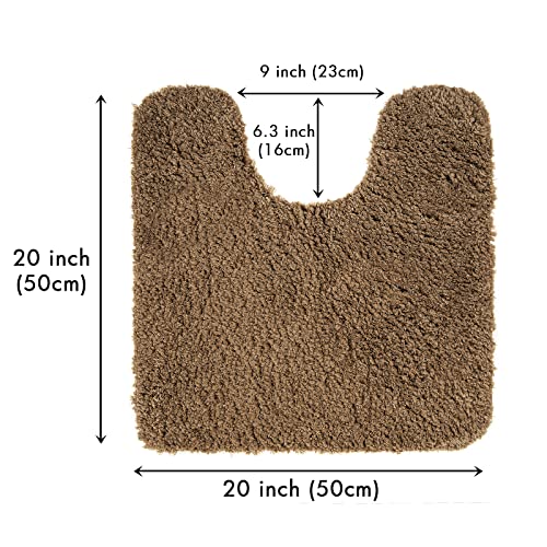 Light Brown Microfiber Toilet Bath Rug U